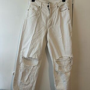 Men's White Distressed Ripped Jeans